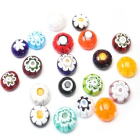 glas COE104 Moretti effetre Millefiori transparant 10-12mm Mix 14g