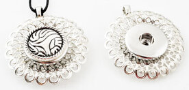 DoubleBeads EasyButton metalen hanger/bedel bloem bewerkt met oogje