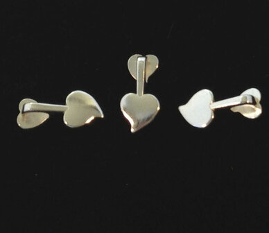 aanraku silver plated double heart bails medium (3 pcs)