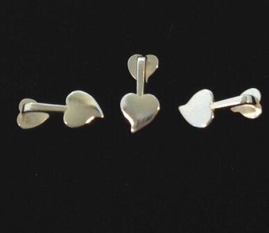 sieraden aanraku silver plated double heart bails medium (3 pcs)