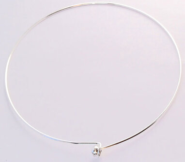 Verzilverde ketting met bol  2mm - silver plated neckwire (1 pcs)
