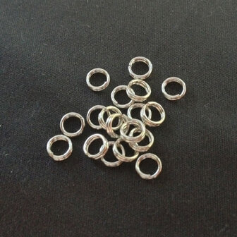 Metalen dubbel ringetje rond 5mm dik 1,5mm nikkel kleur (10 stuks)