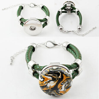DoubleBeads EasyButton XL braided leather bracelet &aring;&plusmn; 17-25cm (green)