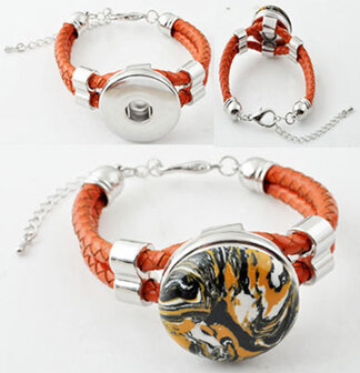 DoubleBeads EasyButton XL braided leather bracelet &aring;&plusmn; 17-25cm (orange)