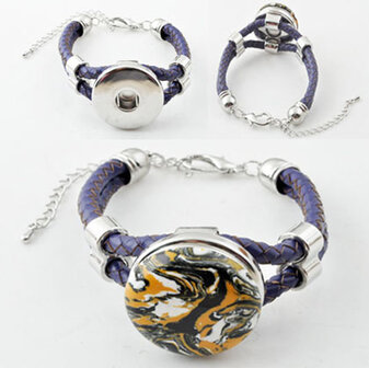 DoubleBeads EasyButton XL braided leather bracelet &aring;&plusmn; 17-25cm (purple)