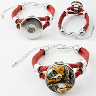 DoubleBeads EasyButton XL braided leather bracelet &aring;&plusmn; 17-25cm (red)