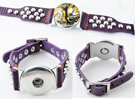 DoubleBeads EasyButton XL leather bracelet(100% top leather)&aring;&plusmn;18-22cm(purple)