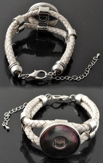 DoubleBeads EasyButton XL braided leather bracelet &aring;&plusmn; 17-25cm (white)