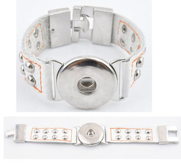 DoubleBeads EasyButton XL leather bracelet (100% top leather)&aring;&plusmn;20x3cm (white)