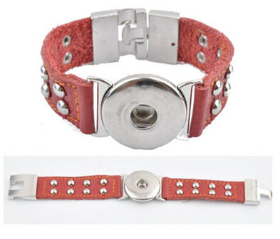DoubleBeads EasyButton XL leather bracelet (100% top leather)&aring;&plusmn;22x3cm (red)