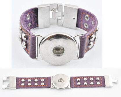 DoubleBeads EasyButton XL leather bracelet (100% top leather)&aring;&plusmn;20x3cm (purple)
