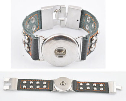 DoubleBeads EasyButton XL leren armband (100% top leer)&plusmn;20x3cm(groen)