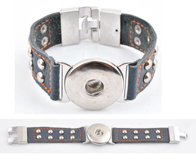 DoubleBeads EasyButton XL leather bracelet (100% top leather) &aring;&plusmn; 22x3cm (blue)