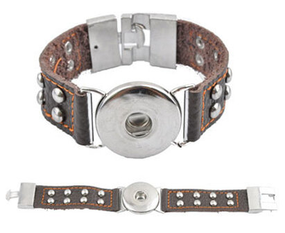 DoubleBeads EasyButton XL leather bracelet (100% top leather) &aring;&plusmn; 22x3cm (brown)