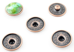 Metal press studs DoubleBeads EasyButton copper color &aring;&plusmn; 18mm (4 pieces)