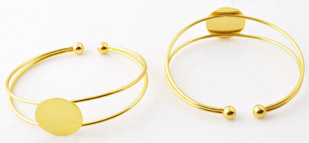 DoubleBeads metalen armband &plusmn; 18cm (goudkleur)