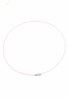 Metalen halsketting met sluiting roze &plusmn; 45cm (&plusmn; 1mm dik)