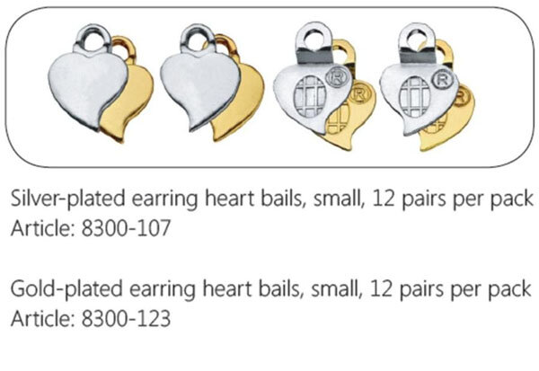 sieraden aanraku gold-plated earring bails heart small (2 pairs)