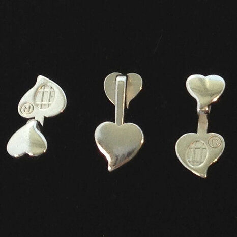 sieraden aanraku silver plated double heart bails medium (3 pcs)