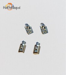 Metaal veter/leerklemmetje 9,5x4mm nickelkleur (4 stuks)