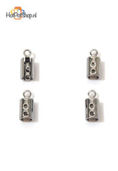 Metaal veter/leerklemmetje 10x4,5mm black nickelkleur (4 stuks)