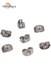 Roestvrijstalen oorbellendopje 6x4,5mm nickelkleur(10 stuks)