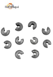 Messing kralen/klemmetjes stardust 6,5x3,5mm, voor 'verstoppen' van knijpkraal (10 stuks)