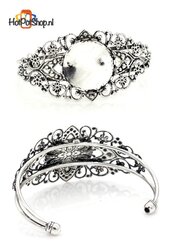 metalen cuff armband bewerkt ± 18,5cm met ± 25mm plakvlak  (oudzilverkleur)