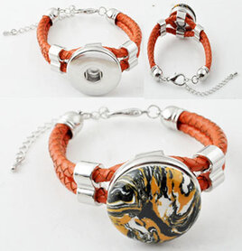 DoubleBeads EasyButton XL braided leather bracelet å± 17-25cm (orange)