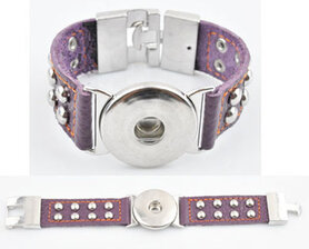 DoubleBeads EasyButton XL leather bracelet (100% top leather)å±20x3cm (purple)